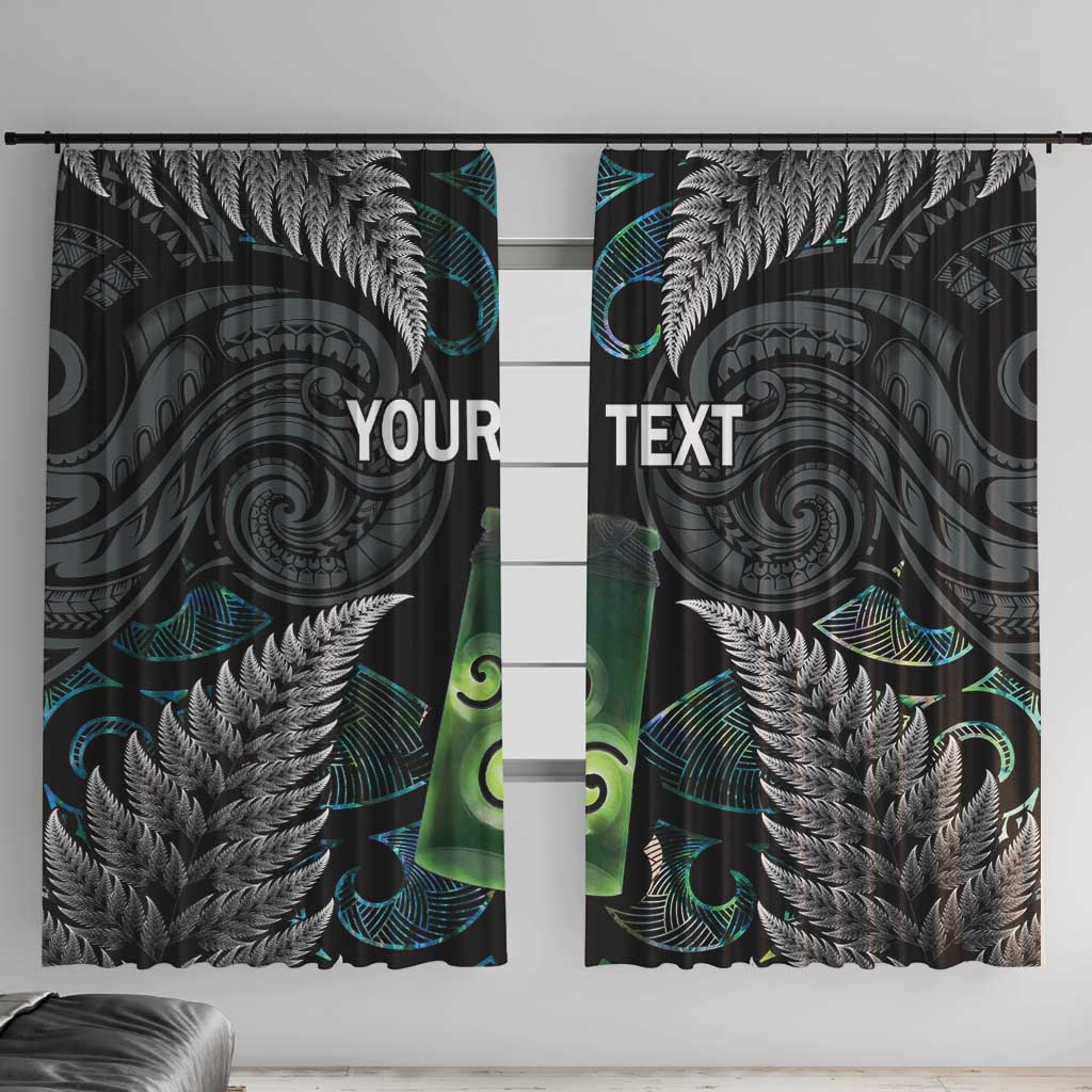 Personalised New Zealand Toki Window Curtain Silver Fern Mix Aotearoa Maori Pattern