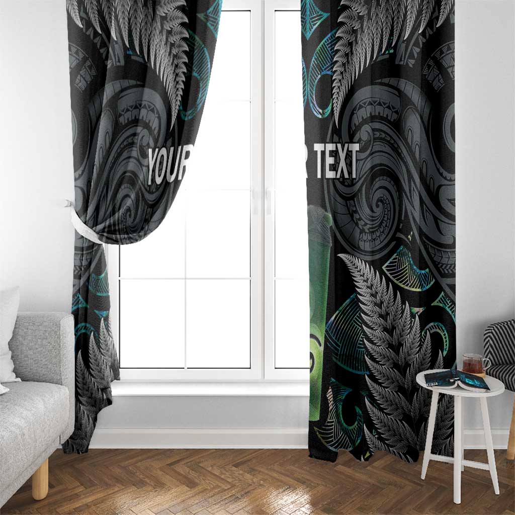 Personalised New Zealand Toki Window Curtain Silver Fern Mix Aotearoa Maori Pattern LT14 - Polynesian Pride