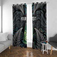 Personalised New Zealand Toki Window Curtain Silver Fern Mix Aotearoa Maori Pattern LT14 With Grommets Black - Polynesian Pride