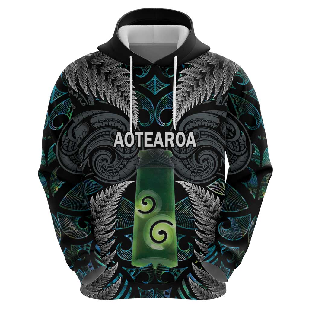Personalised New Zealand Toki Zip Hoodie Silver Fern Mix Aotearoa Maori Pattern