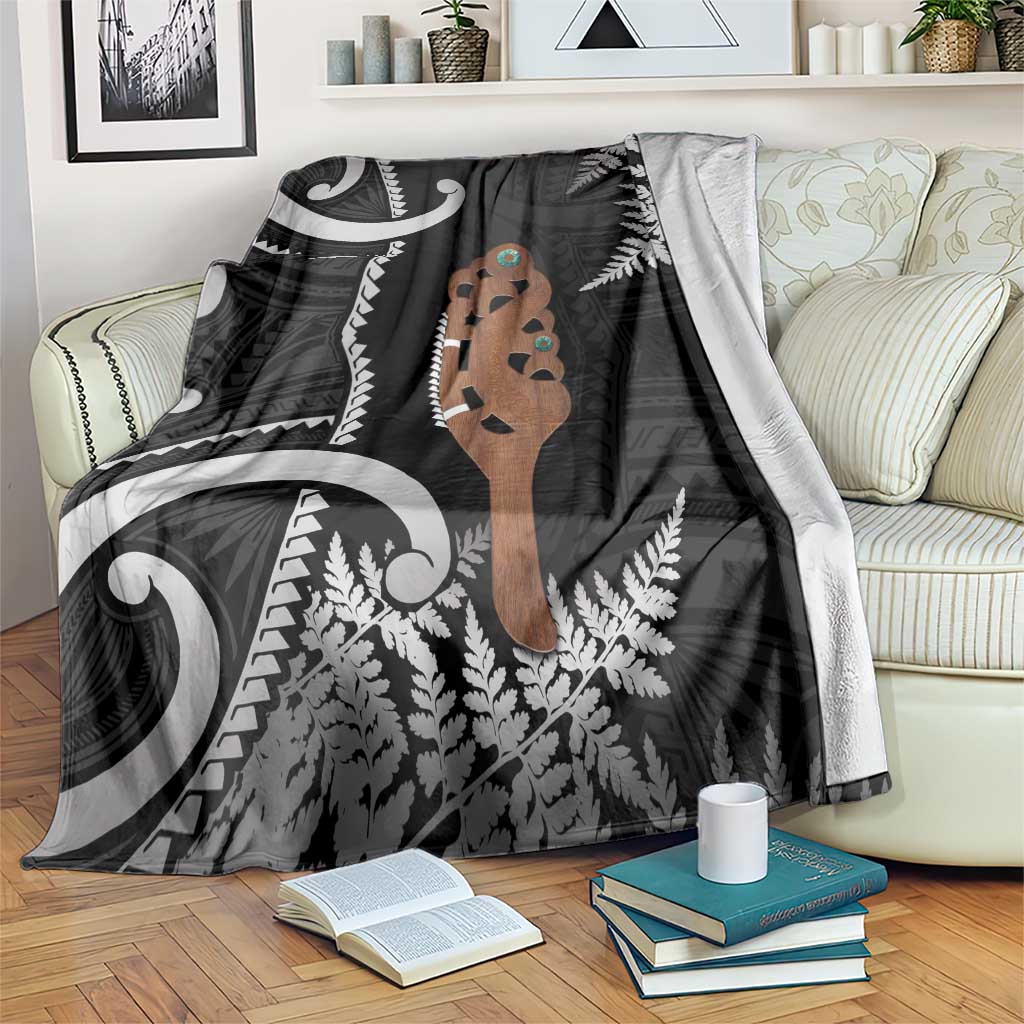 New Zealand Maripi Blanket Silver Fern Mix Aotearoa Maori Pattern LT14 Black - Polynesian Pride