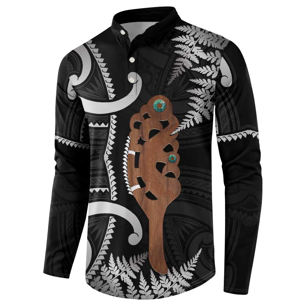 New Zealand Maripi Button Sweatshirt Silver Fern Mix Aotearoa Maori Pattern LT14 - Polynesian Pride