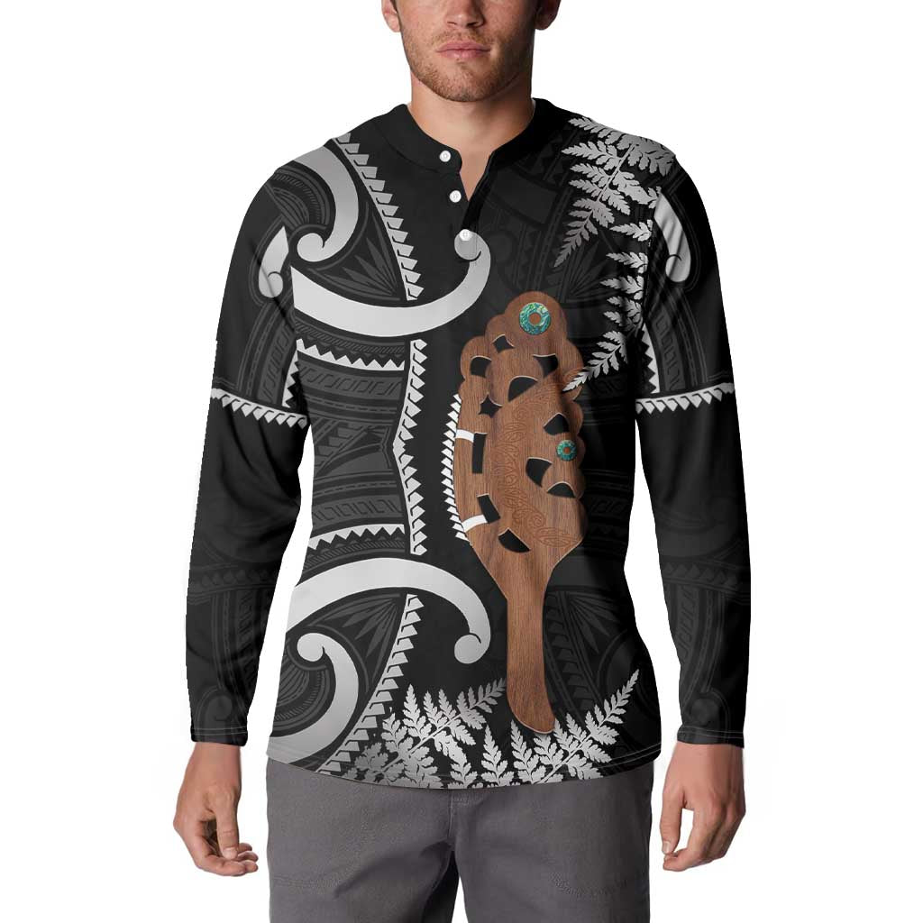 New Zealand Maripi Button Sweatshirt Silver Fern Mix Aotearoa Maori Pattern LT14 - Polynesian Pride