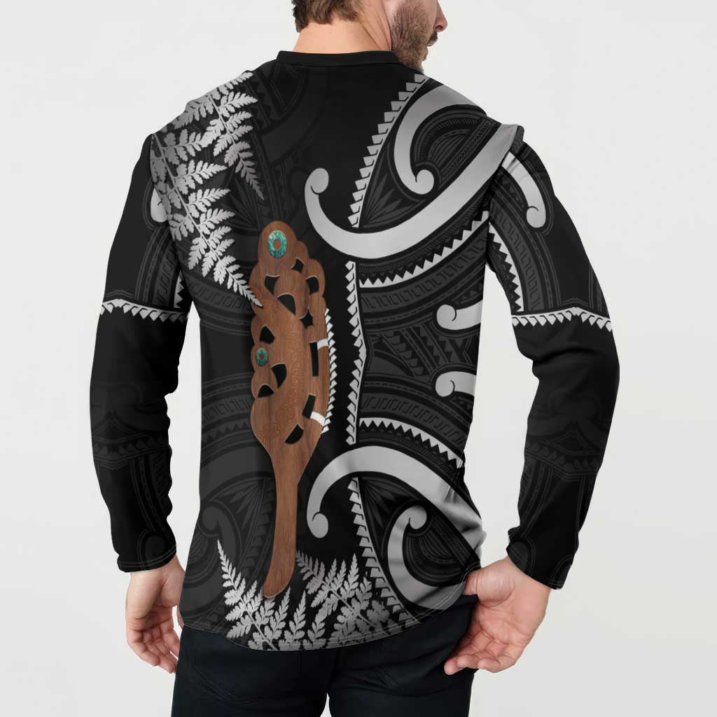 New Zealand Maripi Button Sweatshirt Silver Fern Mix Aotearoa Maori Pattern LT14 - Polynesian Pride