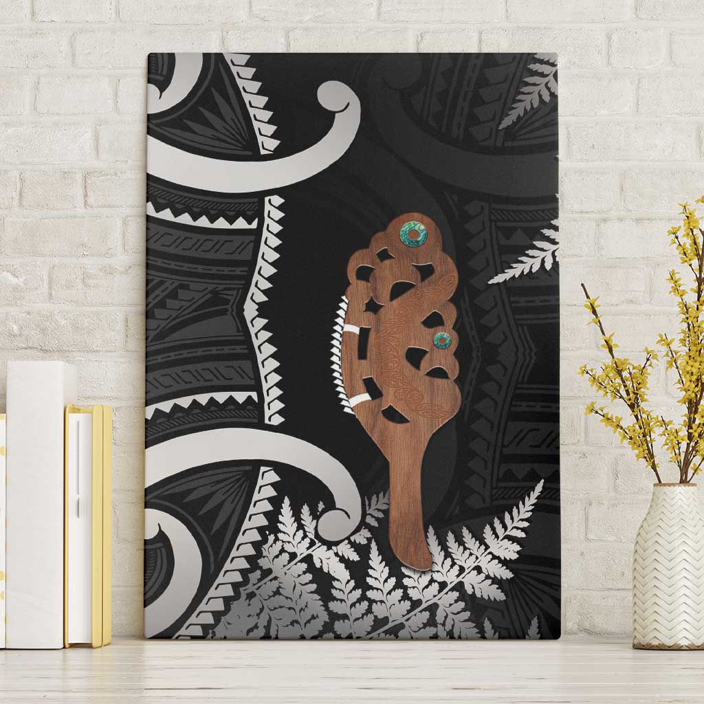 New Zealand Maripi Canvas Wall Art Silver Fern Mix Aotearoa Maori Pattern