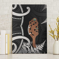 New Zealand Maripi Canvas Wall Art Silver Fern Mix Aotearoa Maori Pattern LT14 Without Frame Black - Polynesian Pride