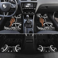 New Zealand Maripi Car Mats Silver Fern Mix Aotearoa Maori Pattern LT14 Set 4pcs Black - Polynesian Pride