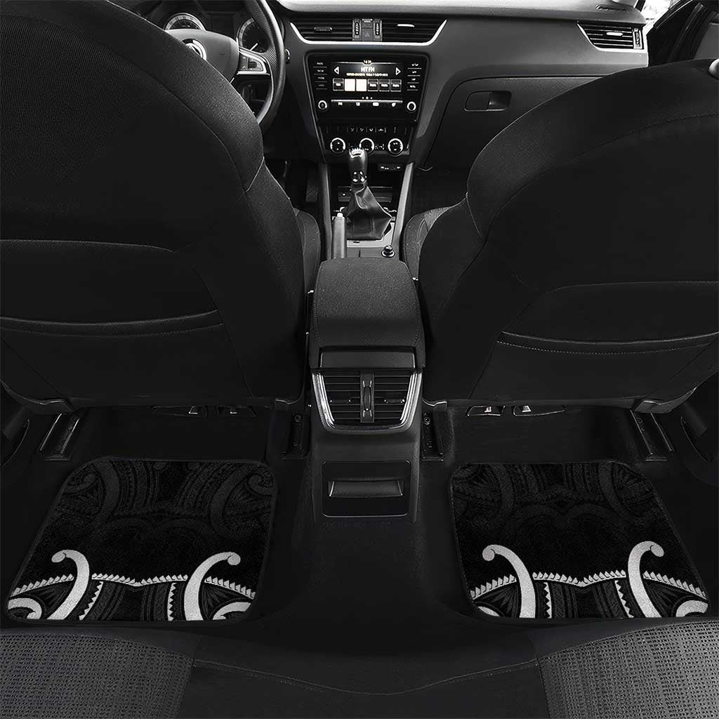 New Zealand Maripi Car Mats Silver Fern Mix Aotearoa Maori Pattern LT14 Set 2pcs - Back Black - Polynesian Pride