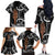 New Zealand Maripi Family Matching Off The Shoulder Long Sleeve Dress and Hawaiian Shirt Silver Fern Mix Aotearoa Maori Pattern