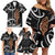 New Zealand Maripi Family Matching Off Shoulder Short Dress and Hawaiian Shirt Silver Fern Mix Aotearoa Maori Pattern