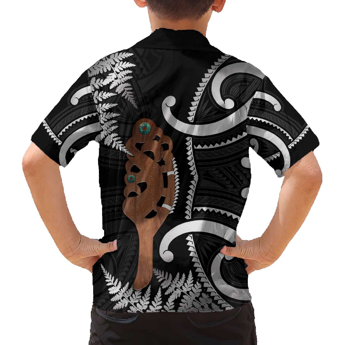 New Zealand Maripi Family Matching Puletasi and Hawaiian Shirt Silver Fern Mix Aotearoa Maori Pattern LT14 - Polynesian Pride