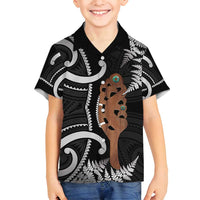 New Zealand Maripi Family Matching Tank Maxi Dress and Hawaiian Shirt Silver Fern Mix Aotearoa Maori Pattern