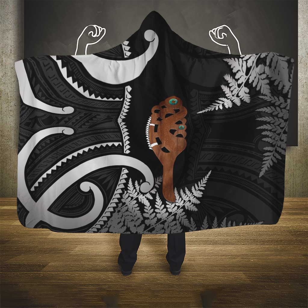 New Zealand Maripi Hooded Blanket Silver Fern Mix Aotearoa Maori Pattern LT14 - Polynesian Pride