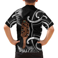 New Zealand Maripi Kid Hawaiian Shirt Silver Fern Mix Aotearoa Maori Pattern