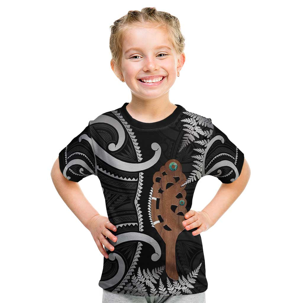 New Zealand Maripi Kid T Shirt Silver Fern Mix Aotearoa Maori Pattern