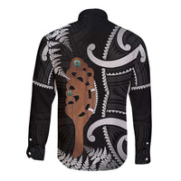 New Zealand Maripi Long Sleeve Button Shirt Silver Fern Mix Aotearoa Maori Pattern