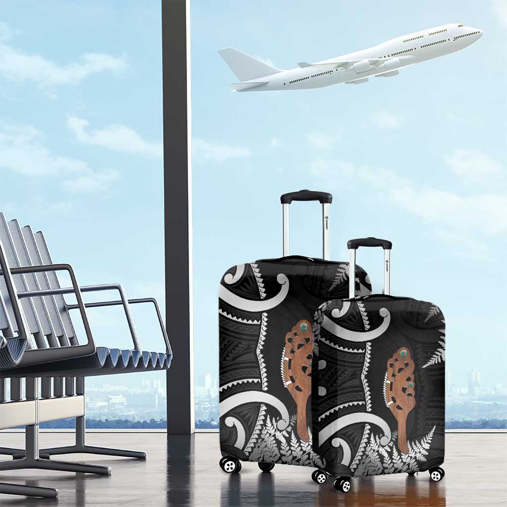 New Zealand Maripi Luggage Cover Silver Fern Mix Aotearoa Maori Pattern