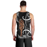 New Zealand Maripi Men Tank Top Silver Fern Mix Aotearoa Maori Pattern LT14 - Polynesian Pride