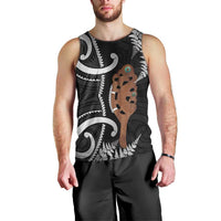 New Zealand Maripi Men Tank Top Silver Fern Mix Aotearoa Maori Pattern LT14 - Polynesian Pride