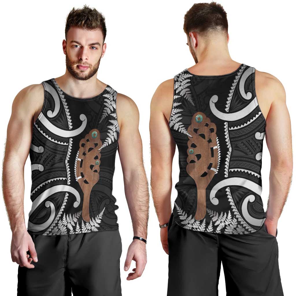New Zealand Maripi Men Tank Top Silver Fern Mix Aotearoa Maori Pattern LT14 - Polynesian Pride