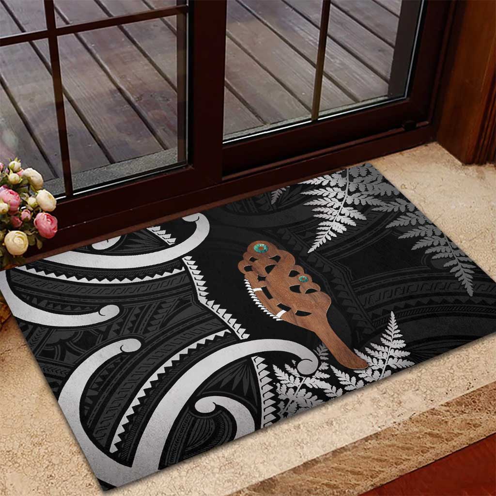 New Zealand Maripi Rubber Doormat Silver Fern Mix Aotearoa Maori Pattern LT14 - Polynesian Pride