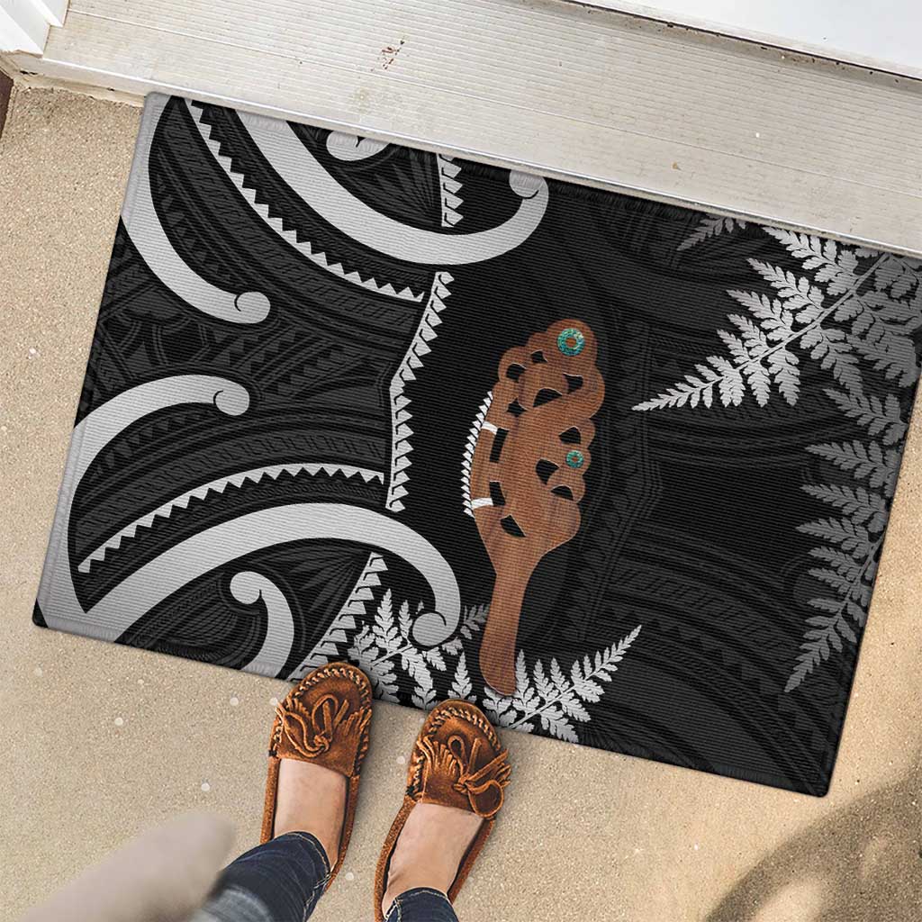 New Zealand Maripi Rubber Doormat Silver Fern Mix Aotearoa Maori Pattern LT14 - Polynesian Pride