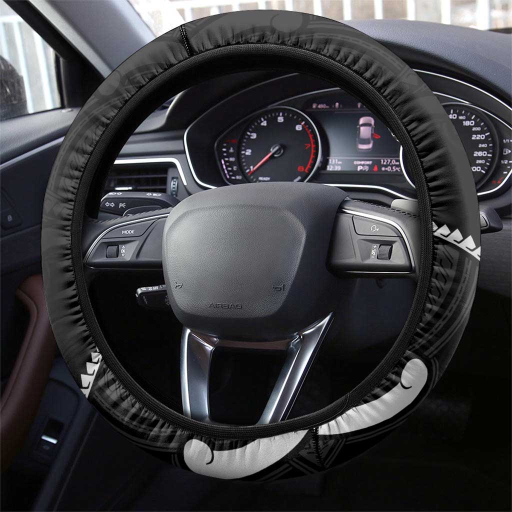 New Zealand Maripi Steering Wheel Cover Silver Fern Mix Aotearoa Maori Pattern LT14 - Polynesian Pride