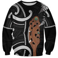 New Zealand Maripi Sweatshirt Silver Fern Mix Aotearoa Maori Pattern LT14 Unisex Black - Polynesian Pride