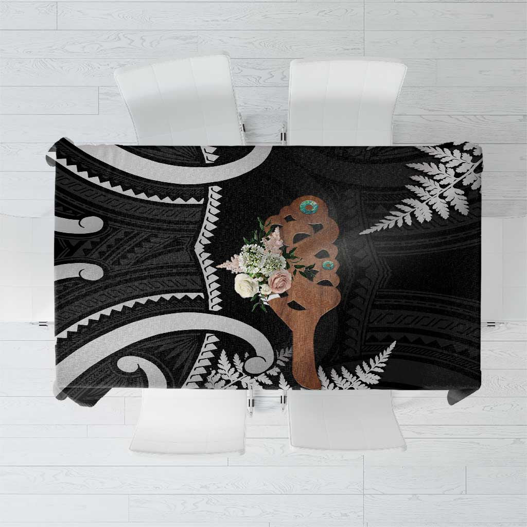 New Zealand Maripi Tablecloth Silver Fern Mix Aotearoa Maori Pattern LT14 Black - Polynesian Pride