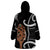 New Zealand Maripi Wearable Blanket Hoodie Silver Fern Mix Aotearoa Maori Pattern