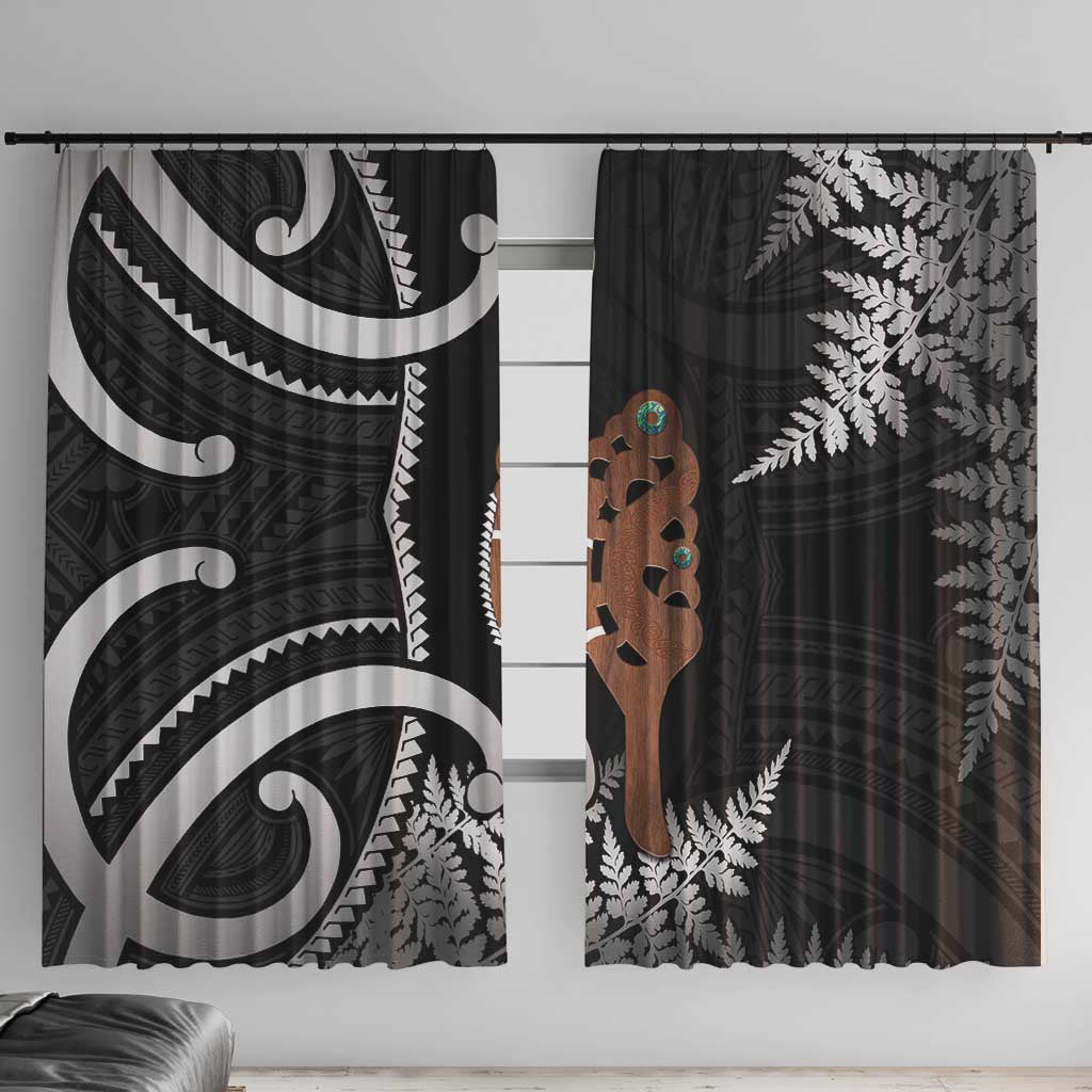 New Zealand Maripi Window Curtain Silver Fern Mix Aotearoa Maori Pattern