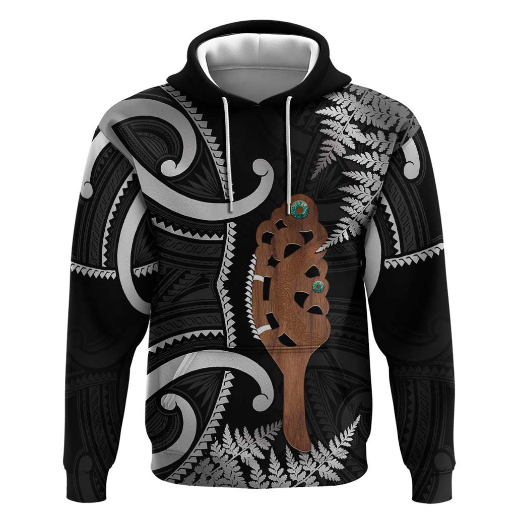 New Zealand Maripi Zip Hoodie Silver Fern Mix Aotearoa Maori Pattern