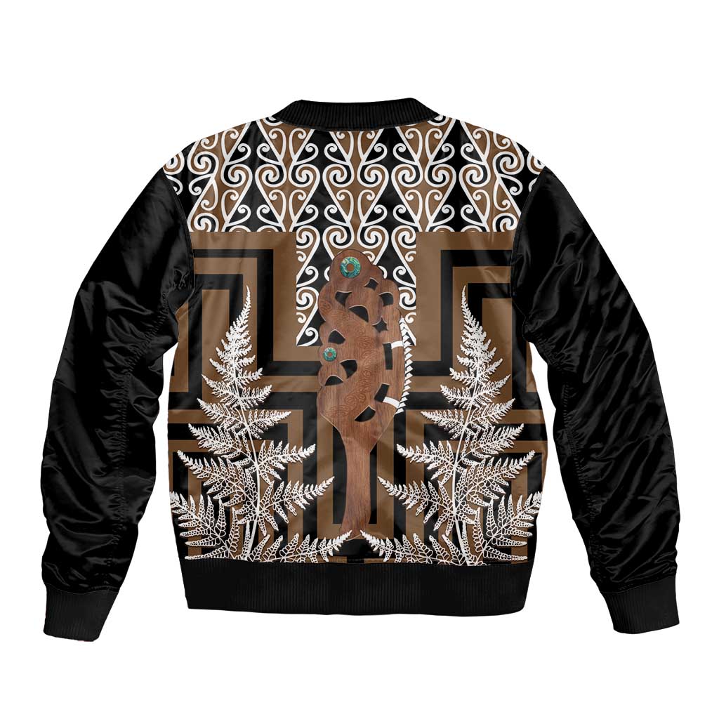 New Zealand Bomber Jacket Maori Maripi Knife With Poutama Art LT14 - Polynesian Pride