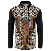New Zealand Button Sweatshirt Maori Maripi Knife With Poutama Art LT14 Brown - Polynesian Pride