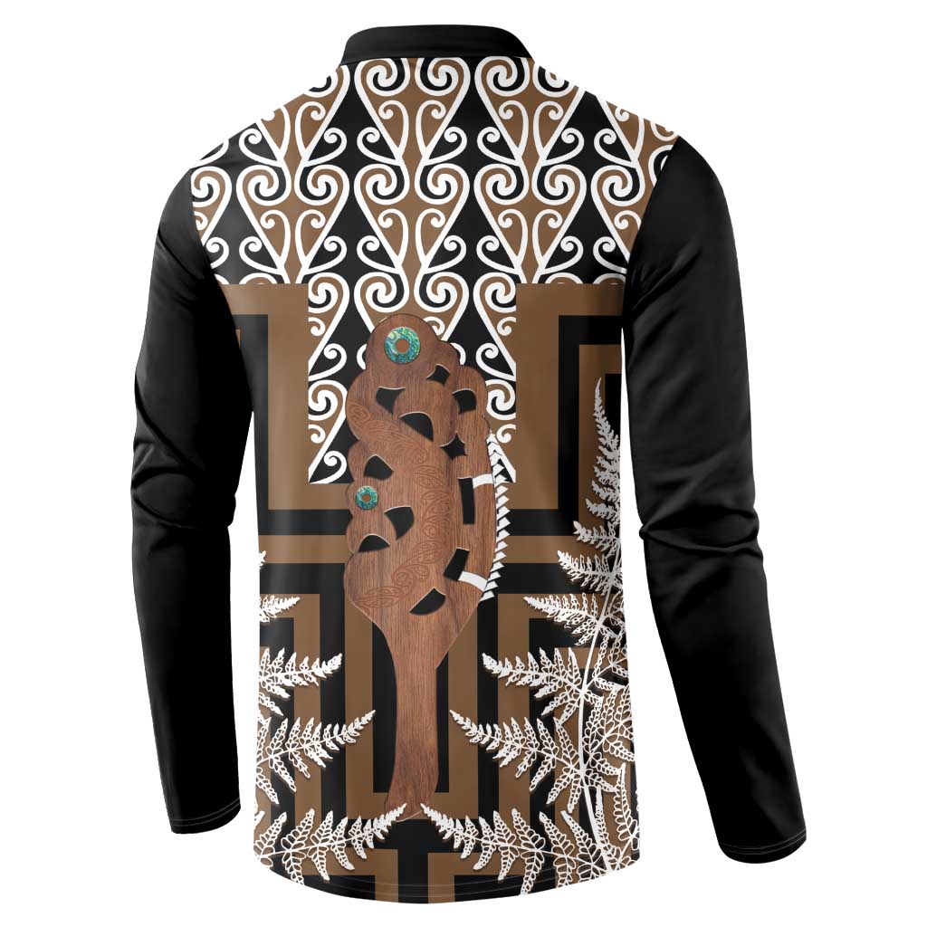 New Zealand Button Sweatshirt Maori Maripi Knife With Poutama Art LT14 - Polynesian Pride