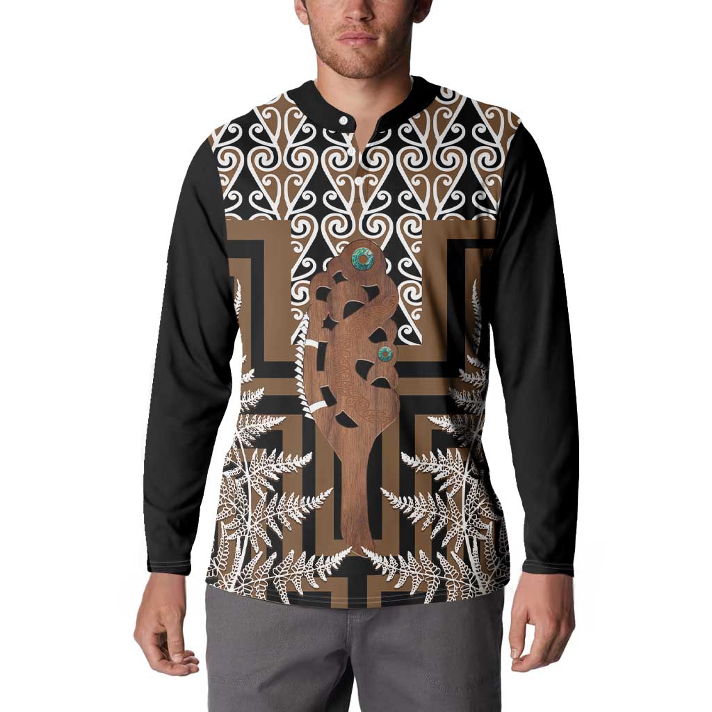 New Zealand Button Sweatshirt Maori Maripi Knife With Poutama Art LT14 - Polynesian Pride
