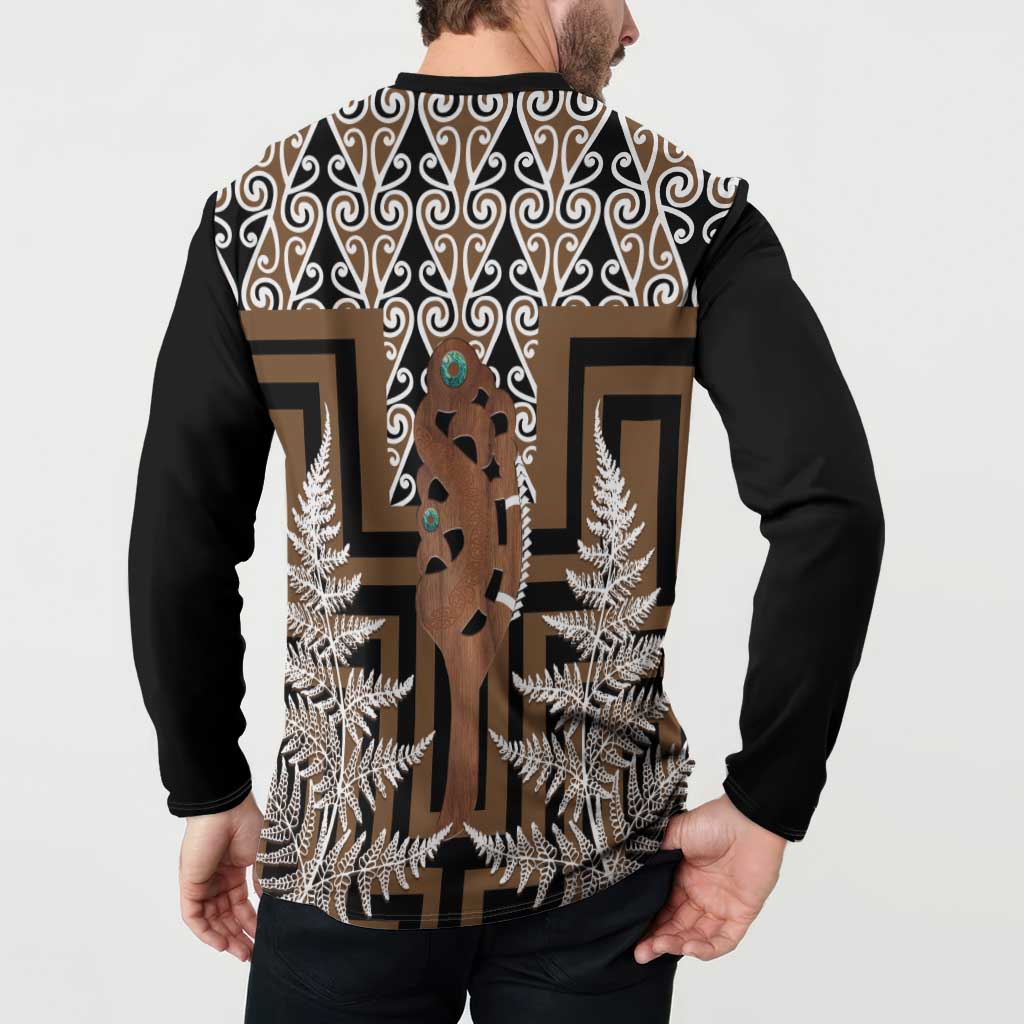 New Zealand Button Sweatshirt Maori Maripi Knife With Poutama Art LT14 - Polynesian Pride