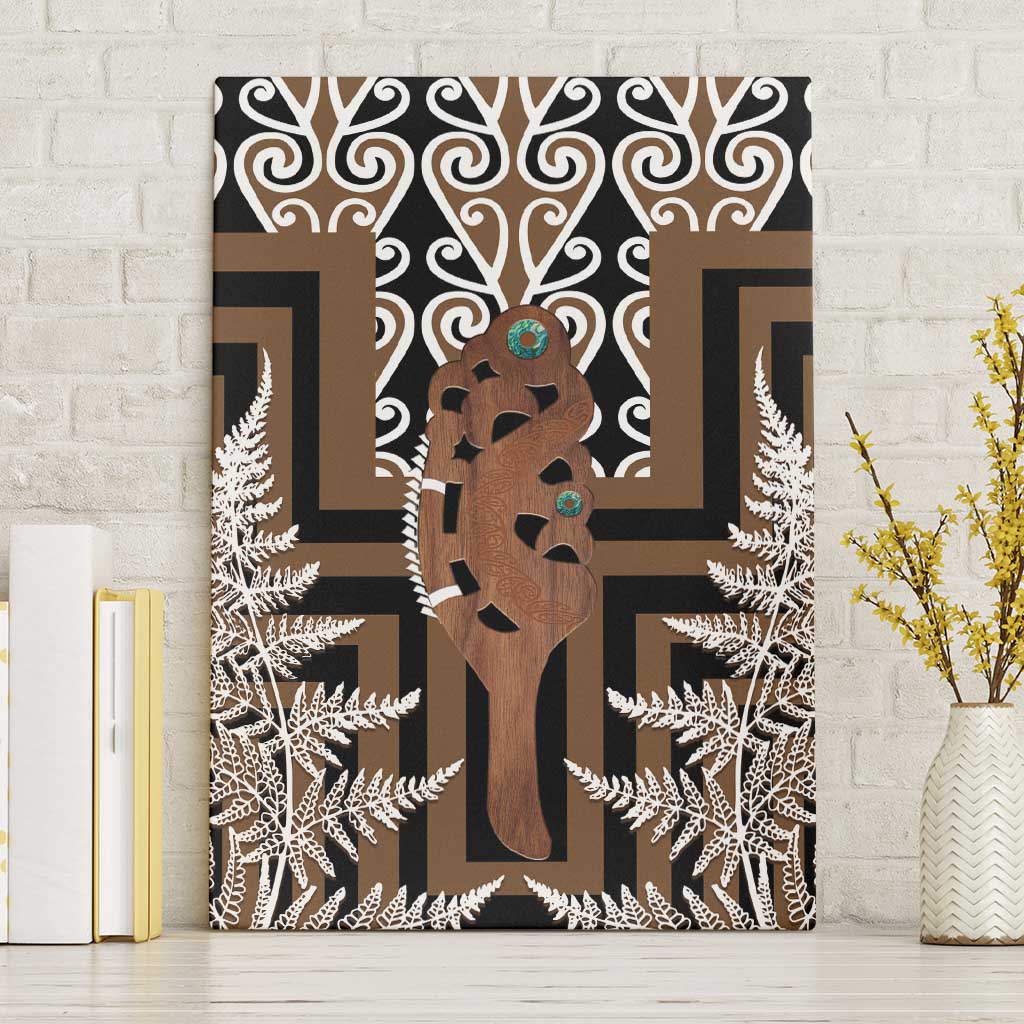 New Zealand Canvas Wall Art Maori Maripi Knife With Poutama Art LT14 Without Frame Brown - Polynesian Pride