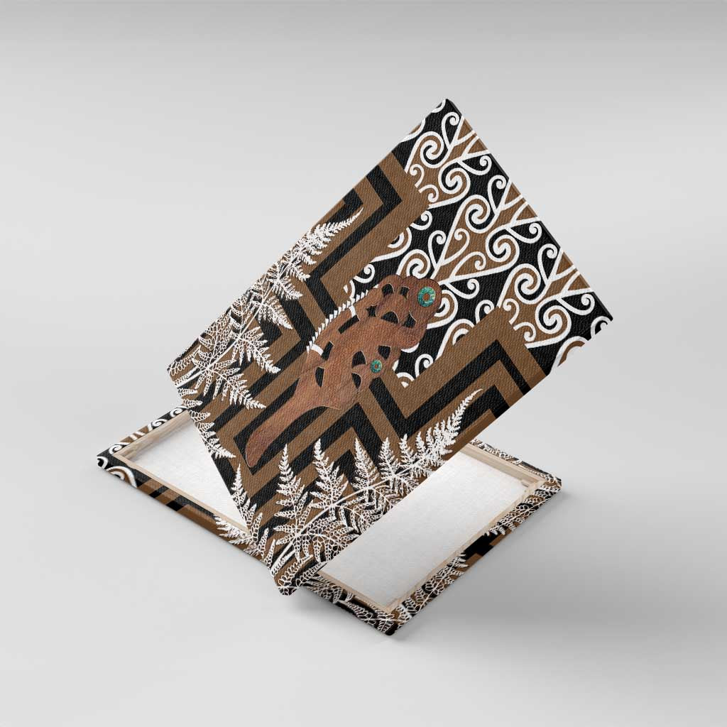 New Zealand Canvas Wall Art Maori Maripi Knife With Poutama Art LT14 With Frame Brown - Polynesian Pride