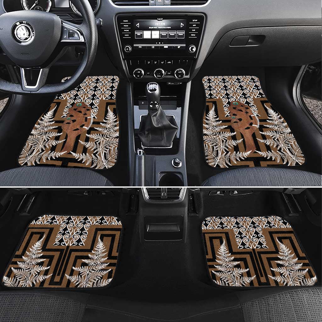 New Zealand Car Mats Maori Maripi Knife With Poutama Art LT14 Set 4pcs Brown - Polynesian Pride
