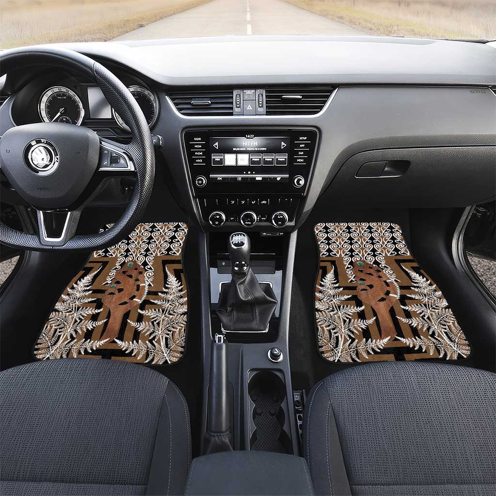 New Zealand Car Mats Maori Maripi Knife With Poutama Art LT14 Set 2pcs - Front Brown - Polynesian Pride