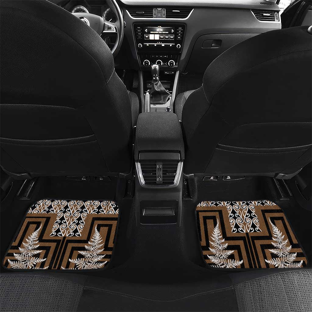 New Zealand Car Mats Maori Maripi Knife With Poutama Art LT14 Set 2pcs - Back Brown - Polynesian Pride