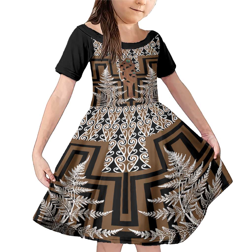 New Zealand Family Matching Mermaid Dress and Hawaiian Shirt Maori Maripi Knife With Poutama Art