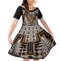 New Zealand Family Matching Mermaid Dress and Hawaiian Shirt Maori Maripi Knife With Poutama Art