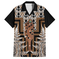 New Zealand Family Matching Off Shoulder Maxi Dress and Hawaiian Shirt Maori Maripi Knife With Poutama Art