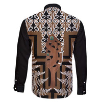 New Zealand Family Matching Off Shoulder Maxi Dress and Hawaiian Shirt Maori Maripi Knife With Poutama Art