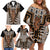 New Zealand Family Matching Off Shoulder Short Dress and Hawaiian Shirt Maori Maripi Knife With Poutama Art