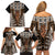 New Zealand Family Matching Off Shoulder Short Dress and Hawaiian Shirt Maori Maripi Knife With Poutama Art