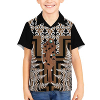New Zealand Family Matching Off Shoulder Short Dress and Hawaiian Shirt Maori Maripi Knife With Poutama Art