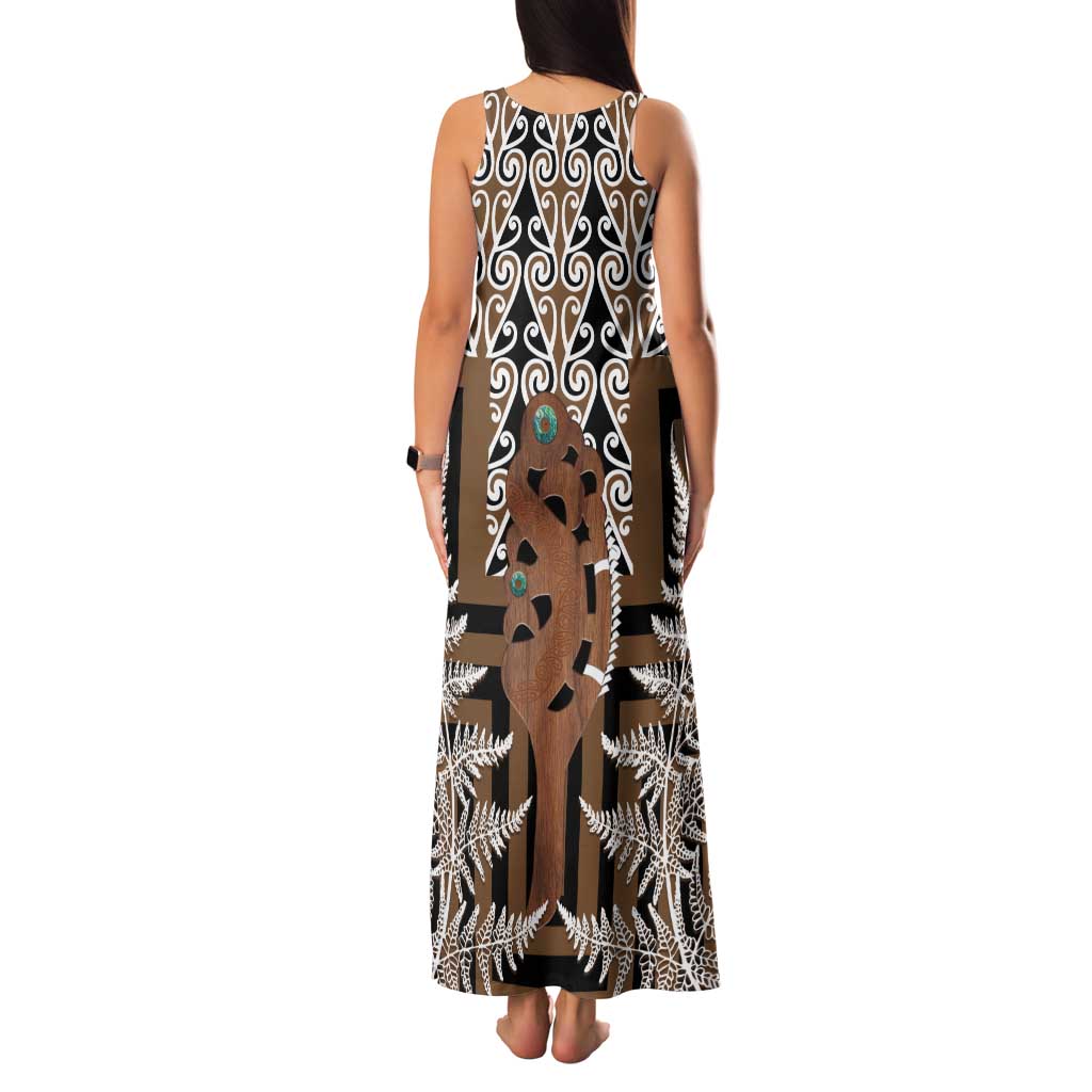 New Zealand Family Matching Tank Maxi Dress and Hawaiian Shirt Maori Maripi Knife With Poutama Art